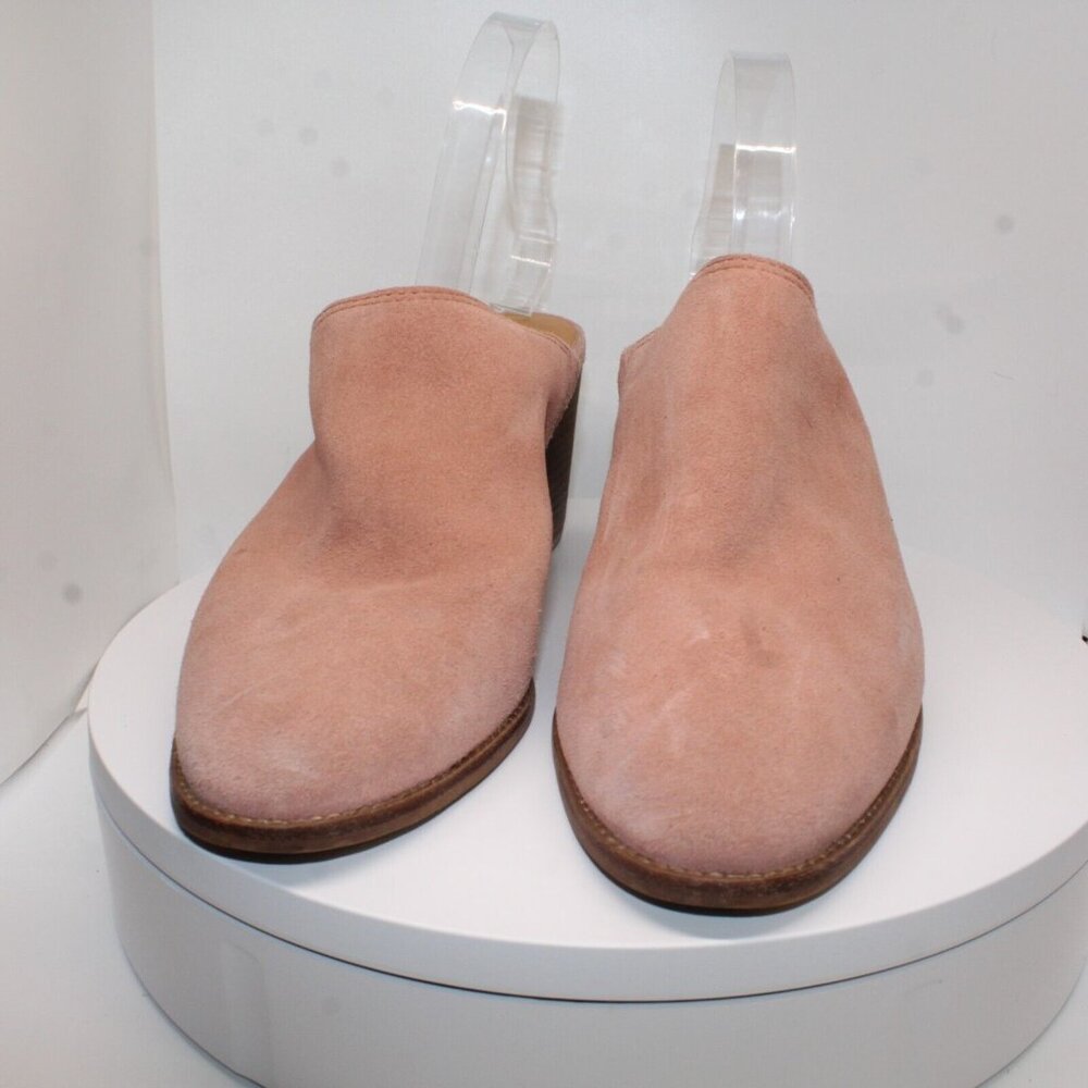 Madewell The Harper 9.5M Pink Closed Toe Block Heeled Suede Slide Mule k4920 - Picture 10 of 14